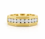 Geometric Channel Lab Grown Diamond Ring for Men front view in yellow gold