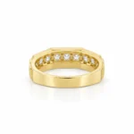 Geometric Channel Lab Grown Diamond Ring for Men back view in yellow gold