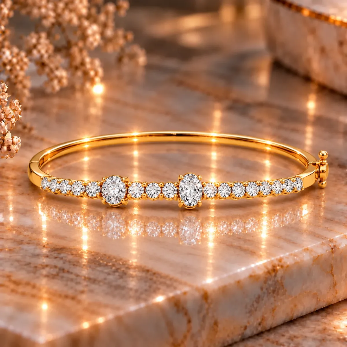 18K Gold Luxury Graduated Round Lab Grown Diamond Bracelet for Women - Image 3