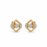 Luxury geometric lab grown diamond stud earrings for women in 14K yellow gold
