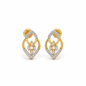 Elegant teardrop lab grown diamond drop earrings for women in 14K yellow gold