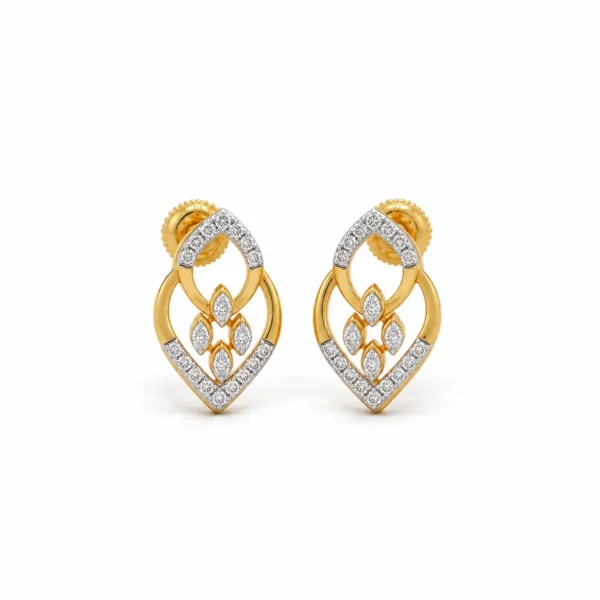 Elegant teardrop lab grown diamond drop earrings for women in 14K yellow gold