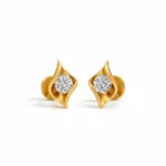 Elegant round lab grown diamond stud earrings for women in 14K yellow gold