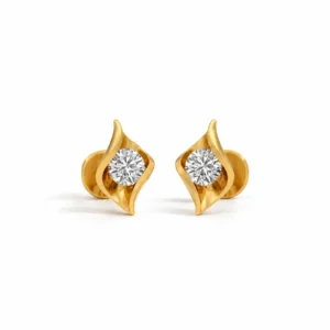 Elegant round lab grown diamond stud earrings for women in 14K yellow gold