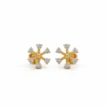 Snowflake-inspired lab grown diamond stud earrings for women in 14K yellow gold
