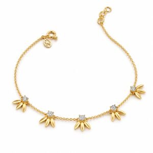 18K Gold Flower Cluster Lab Grown Diamond Bracelet for Women