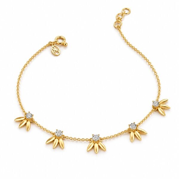 18K Gold Flower Cluster Lab Grown Diamond Bracelet for Women