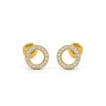 Classic round lab grown diamond stud earrings for women in 14K yellow gold