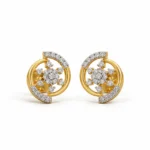 Modern Floral Halo Diamond Stud (Earrings) for Women – Brilliant Lab Grown Diamonds in 18K Gold