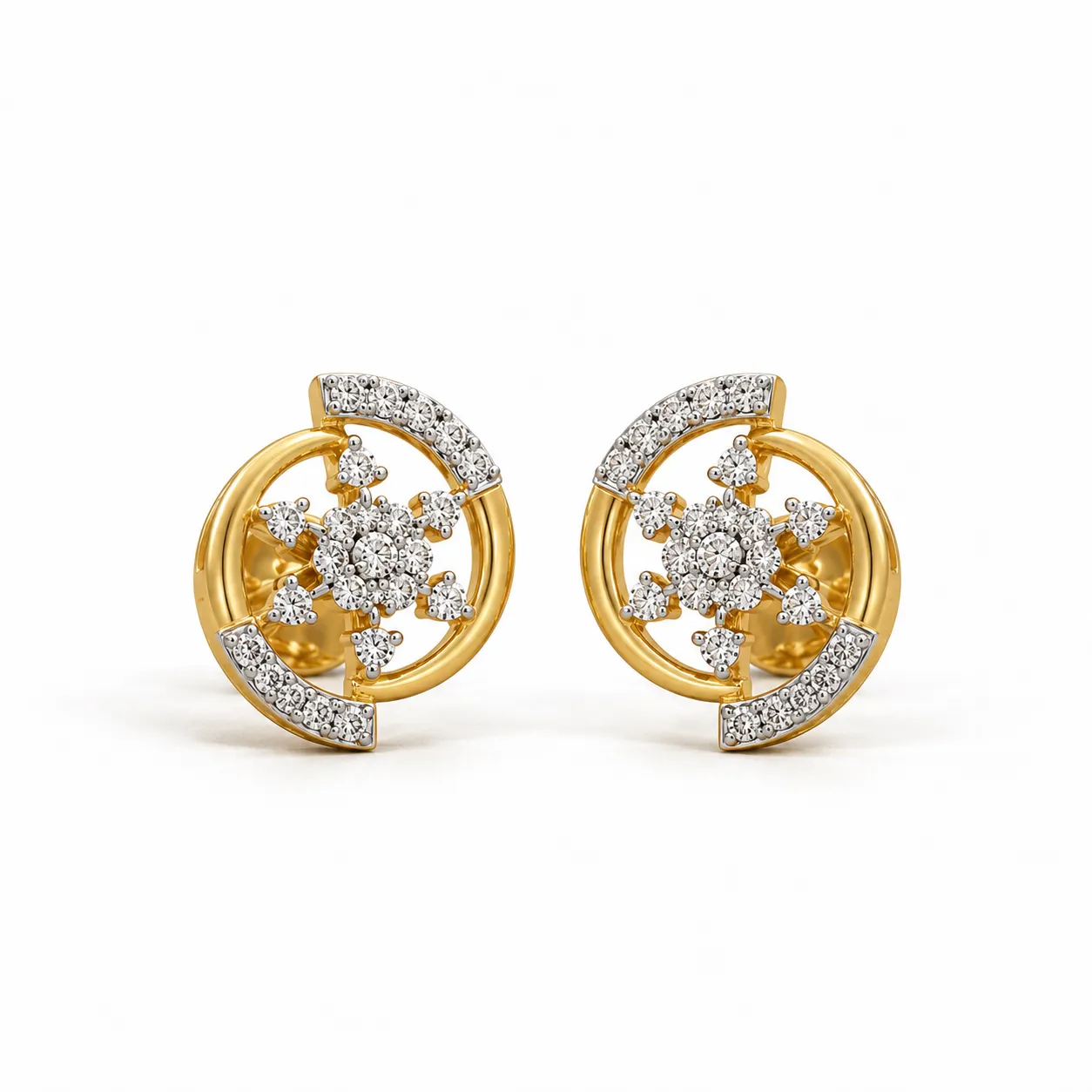 Modern Floral Halo Lab Grown Diamond Stud Earrings for Women Modern Floral Halo Diamond Stud (Earrings) for Women – Brilliant Lab Grown Diamonds in 18K Gold - Image 1