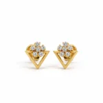 Floral triangle lab grown diamond stud earrings in 14K yellow gold