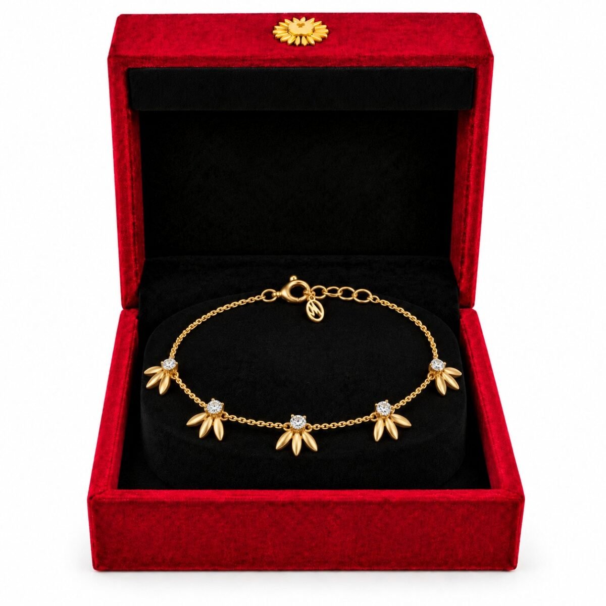 18K Gold Flower Cluster Lab Grown Diamond Bracelet for Women