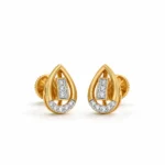 Luxury teardrop lab grown diamond stud earrings for women in 14K yellow gold