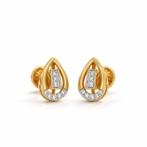 Luxury teardrop lab grown diamond stud earrings for women in 14K yellow gold