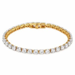 18K Gold Classic Round Lab Grown Diamond Tennis Bracelet for Women
