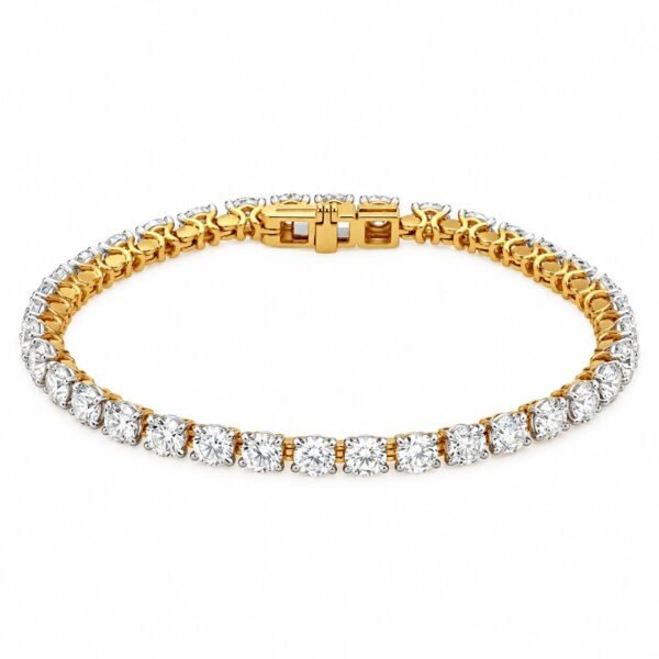18K Gold Classic Round Lab Grown Diamond Tennis Bracelet for Women