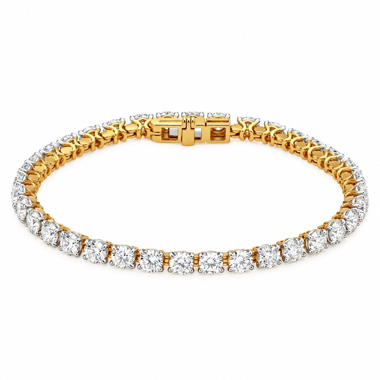 18K Gold Classic Round Lab Grown Diamond Tennis Bracelet for Women