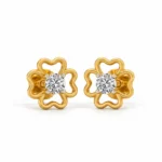 Elegant floral lab grown diamond stud earrings for women in 14K yellow gold