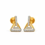 Elegant geometric lab grown diamond stud earrings for women in 14K yellow gold