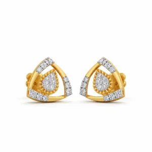 Elegant teardrop lab grown diamond stud earrings for women in 14K yellow gold