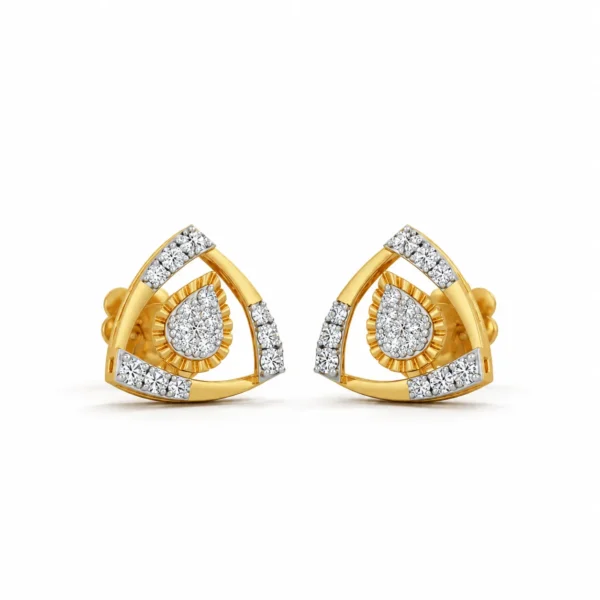 Elegant teardrop lab grown diamond stud earrings for women in 14K yellow gold