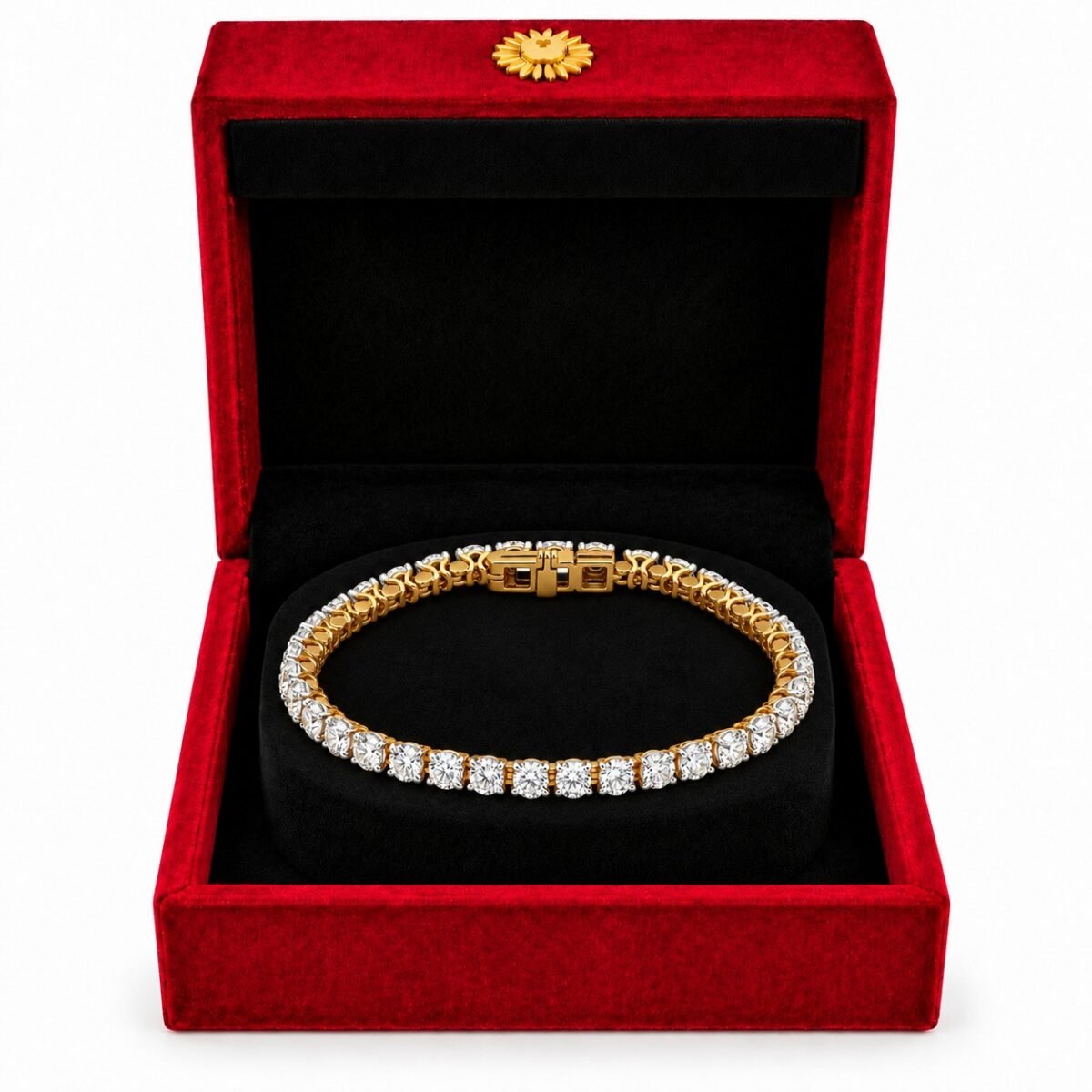 18K Gold Classic Round Lab Grown Diamond Tennis Bracelet for Women