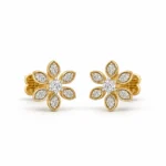 Exquisite floral lab grown diamond stud earrings for women in 14K gold