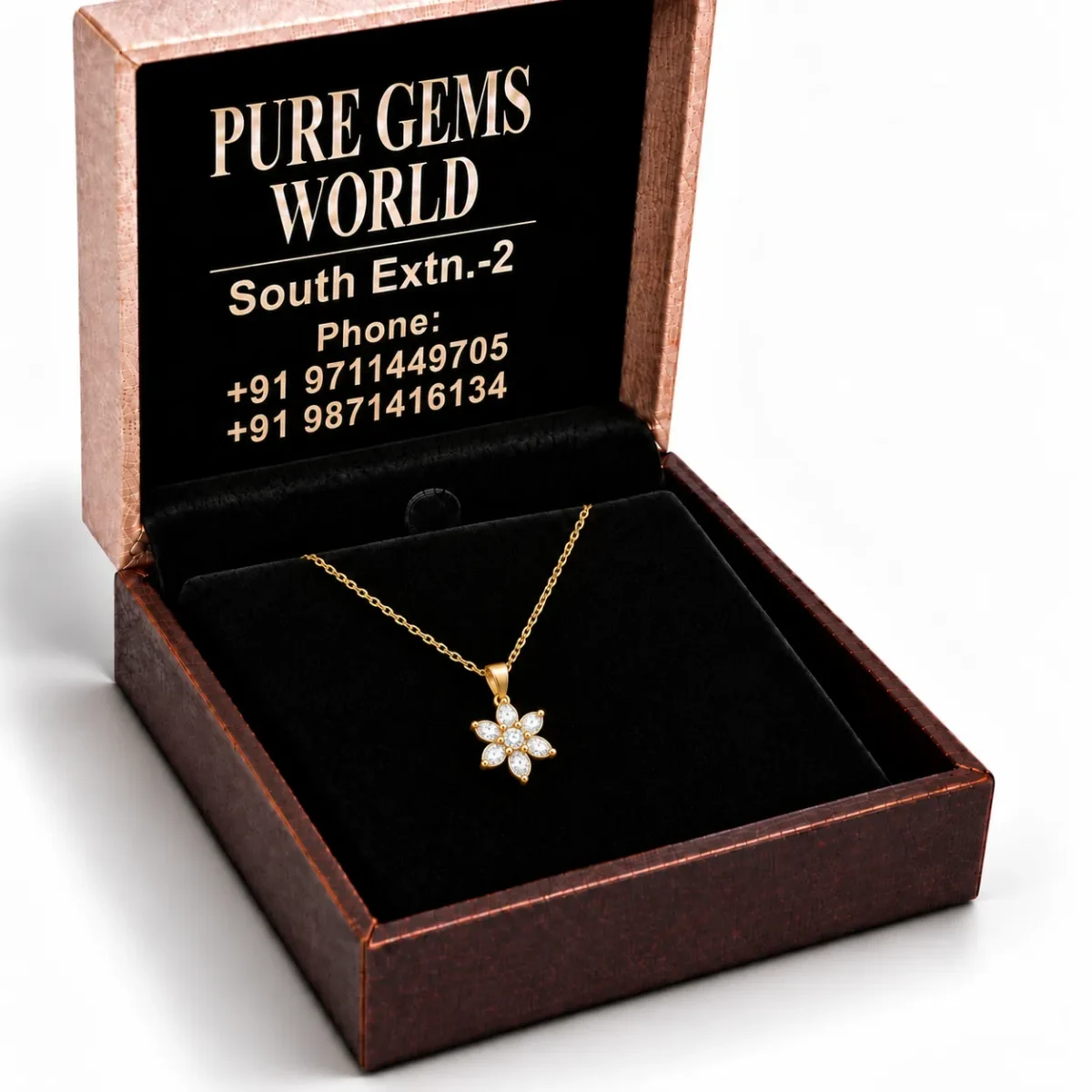 Elegant Floral Lab Grown Diamond Pendant in 18K Gold with Pear & Round Diamonds for Women - Image 5