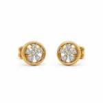 Timeless floral lab grown diamond stud earrings for women in 14K yellow gold