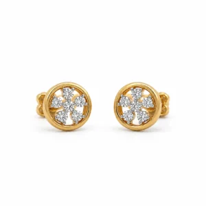 Timeless floral lab grown diamond stud earrings for women in 14K yellow gold