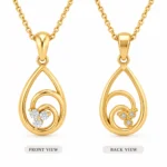 Stunning Teardrop Swirl Diamond Pendant with Three Round Diamonds in 18K Gold for Women - Image 3