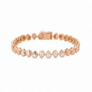 18K Gold Pear Shaped Lab-Grown Diamond Tennis Bracelet for Women