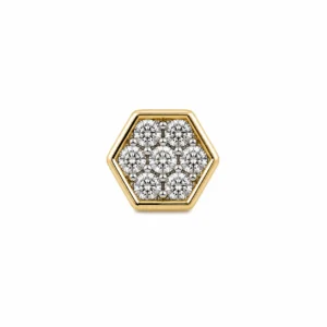 Hexagonal Lab Grown Diamond Nose Pin in 18K Gold front view