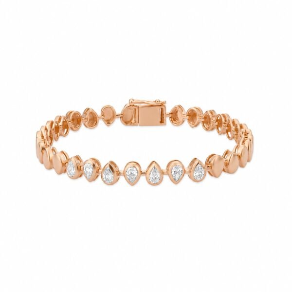 18K Gold Pear Shaped Lab-Grown Diamond Tennis Bracelet for Women