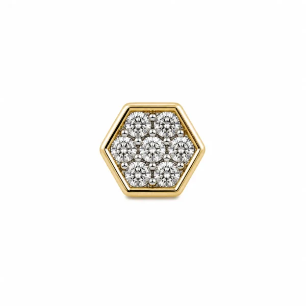 Hexagonal Lab Grown Diamond Nose Pin in 18K Gold front view