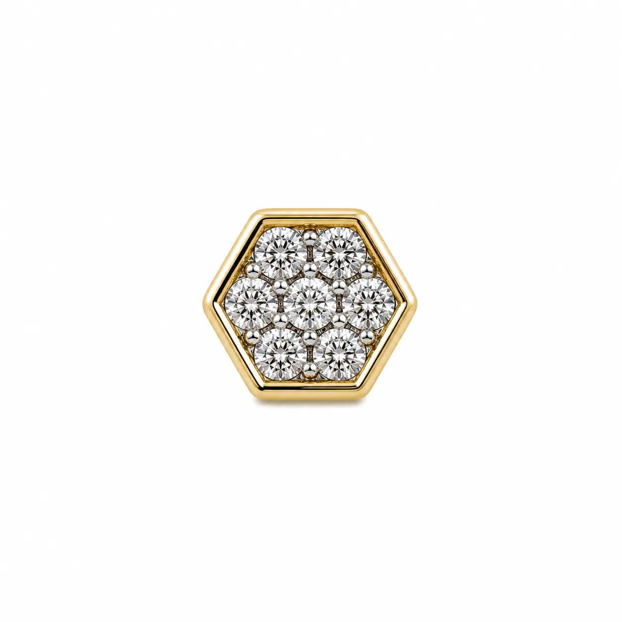 Hexa Spark Lab Grown Diamond Nose Pin – Front View Hexagonal Lab Grown Diamond Nose Pin in 18K Gold front view