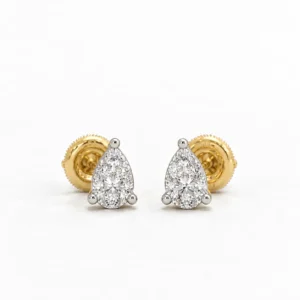 Elegant teardrop lab grown diamond stud earrings in 14K yellow gold