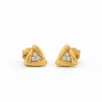 Triangular lab grown diamond stud earrings in 14K yellow gold