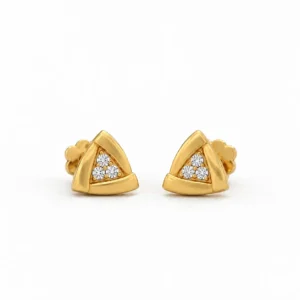 Triangular lab grown diamond stud earrings in 14K yellow gold