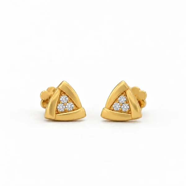 Triangular lab grown diamond stud earrings in 14K yellow gold