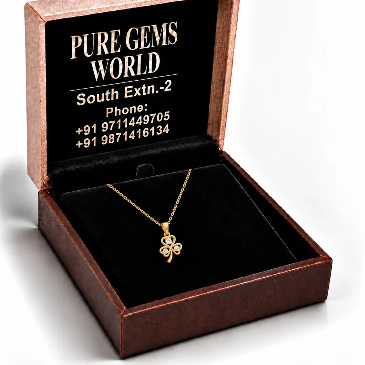 Stunning Three Leaf Clover Lab Grown Diamond Pendant with Round Diamonds in 18K Gold for Women - Image 5