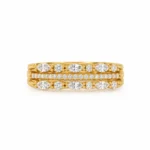 Triple Row Marquise & Pavé Lab Grown Diamond Ring | Elegant 18K Gold Ring