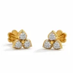 Floral lab grown diamond stud earrings in 14K yellow gold