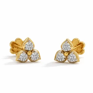 Floral lab grown diamond stud earrings in 14K yellow gold