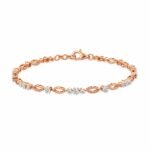 18K rose gold lab-grown diamond tennis bracelet with floral-inspired link design