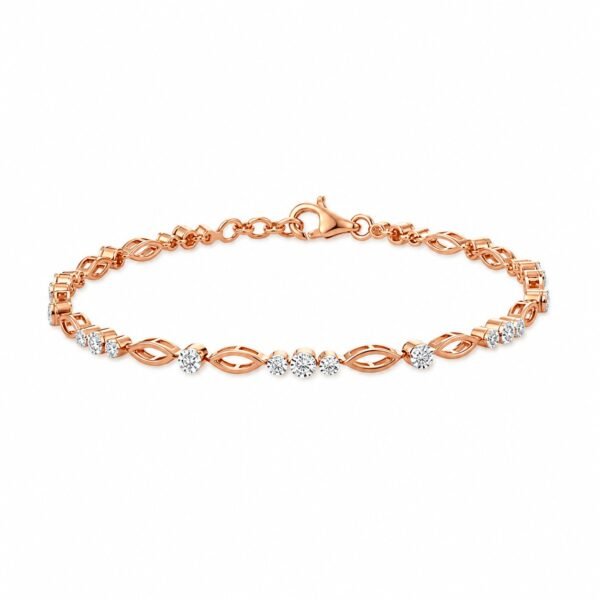 18K rose gold lab-grown diamond tennis bracelet with floral-inspired link design