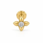 Flora Bloom Four Petal Lab Grown Diamond Nose Pin Front View
