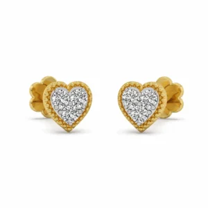 Heart-shaped lab grown diamond earrings in 14K yellow gold