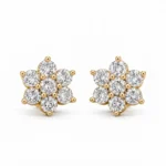 Elegant Floral Round Lab Grown Diamond Stud Earrings for Women 0.70 Carat