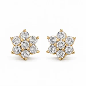 Elegant Floral Round Lab Grown Diamond Stud Earrings for Women 0.70 Carat